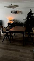 Mid-Century tafel en Rotan stoelen, Antiek en Kunst, Ophalen