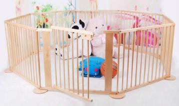 Parc Bébé en Bois - 8 Éléments - Barrière Sécurité Pliable -, Enlèvement, Utilisé, Autres formes