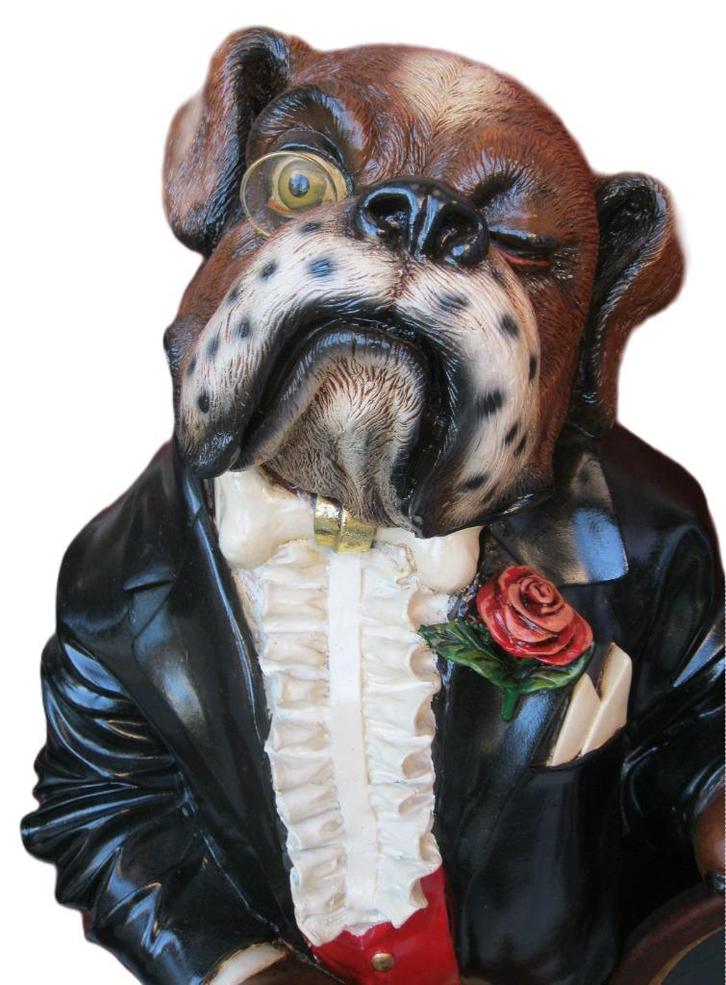 Grote Butler bulldog of 'Bulltler' met krijtbord., Antiek en Kunst, Kunst | Beelden en Houtsnijwerken, Ophalen