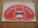 Tulpen Rallye RAC West Holland 16,5 x 9,5 cm Sticker, Ophalen of Verzenden, Nieuw, Sport