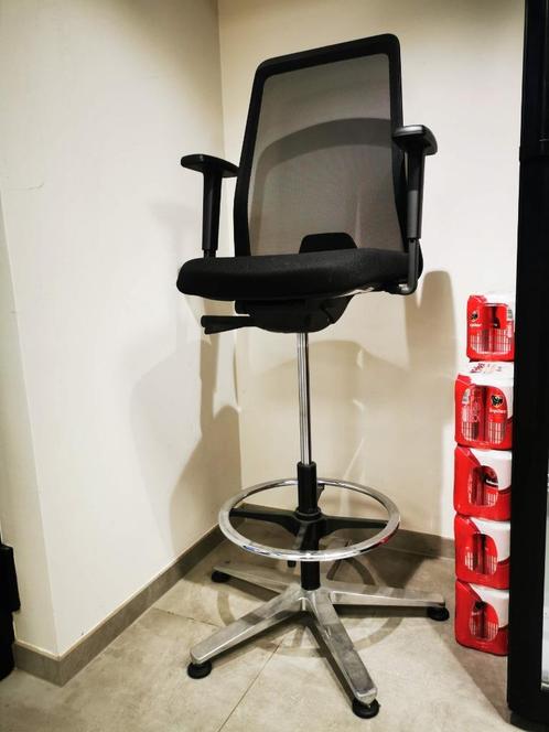 Extra hoge counterstoel / baliestoel / loketstoel, Huis en Inrichting, Bureaustoelen, Zo goed als nieuw, Bureaustoel, Zwart, Ergonomisch