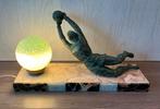 Vinatge kastlamp thema voetbal 1930-1950 marmer, Huis en Inrichting, Ophalen