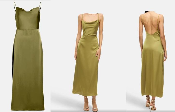 Nieuwe satijnen lange jurk Vila maat 40-42, Kleding | Dames, Jurken, Nieuw, Maat 38/40 (M), Groen, Ophalen of Verzenden