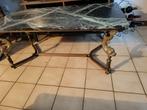 Salontafel van messing en groen marmer, Antiek en Kunst, Ophalen