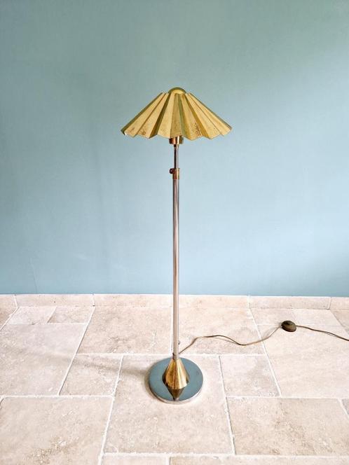 Lampe sur pied en métal chromé et laiton, 1970, Antiek en Kunst, Antiek | Verlichting, Ophalen of Verzenden