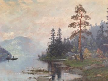 Oeuvre Olaf Nordlien - (1864-1929) - Paysage naturel norvégi