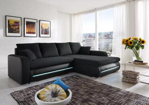 ZWART! Hoekbank/Slaapbank Bediening +LED +OPSLAG 267 x 178cm, Huis en Inrichting, Zetels | Zetels, Nieuw, Hoekbank, Vierpersoons of meer