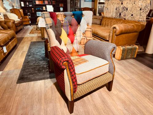 CHESTERFIELD PATCHWORK MULTICOLOR FAUTEUIL ALBANY TWEED STOF, Huis en Inrichting, Fauteuils, Nieuw, Leer, Ophalen of Verzenden