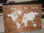 Wereldkaart op hout, Huis en Inrichting, Woonaccessoires | Wanddecoraties, Ophalen, Zo goed als nieuw