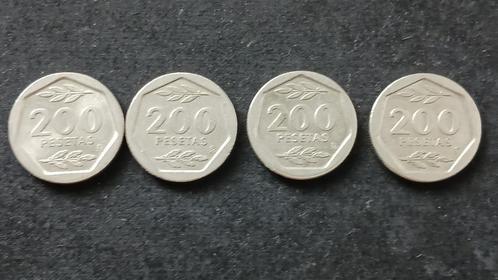 set van 4 Spanje Koning Juan Carlos I 200 peseta 1987-1988, Postzegels en Munten, Munten | Europa | Niet-Euromunten, Setje, Overige landen