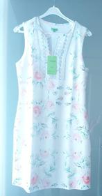 K-Design J419 Mouwloos Wit kleedje met roze rozen Maat S, Nieuw, Knielengte, K-design, Wit