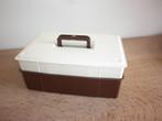 Vintage naaidoos - naaibox-opbergdoos/bruin-wit, Ophalen of Verzenden