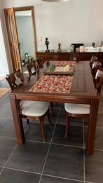 Engelse stijl eettafel en 6 stoelen, Huis en Inrichting, Tafels | Eettafels, Zo goed als nieuw, Ophalen, Engelse stijl, Kersenhout