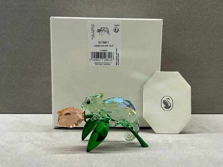 Swarovski Chameleon and tulip, Verzamelen, Swarovski, Nieuw, Figuurtje, Ophalen of Verzenden