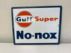 Gulf Super No-nox emaille reclamebordje, Verzamelen, Reclamebord, Gebruikt, Ophalen of Verzenden