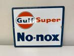 Gulf Super No-nox emaille reclamebordje, Reclamebord, Gebruikt, Ophalen of Verzenden