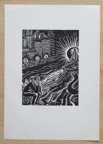 Houtsnede Frans Masereel: Zelfportret, Envoi