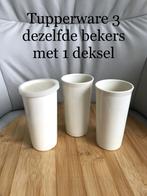 Tupperware 3 dezelfde formaat van bekers + 1 deksel 10 foto', Verzenden, Zo goed als nieuw, Crème, Beker of Kan