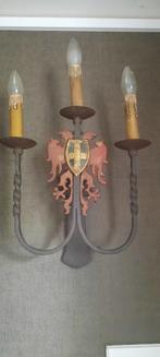 ANTIK SCHMIEDEEISEN KERZENHALTER SCHLOSS BURG MIT WAPPEN WAN, Antiek en Kunst, Ophalen