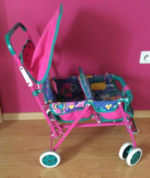 Dubbele poppenbuggy, Kinderen en Baby's, Speelgoed | Poppen, Gebruikt, Overige typen, Ophalen of Verzenden