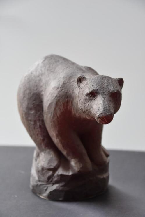 Sculpture ours en terre cuite signé, Antiek en Kunst, Kunst | Beelden en Houtsnijwerken, Ophalen