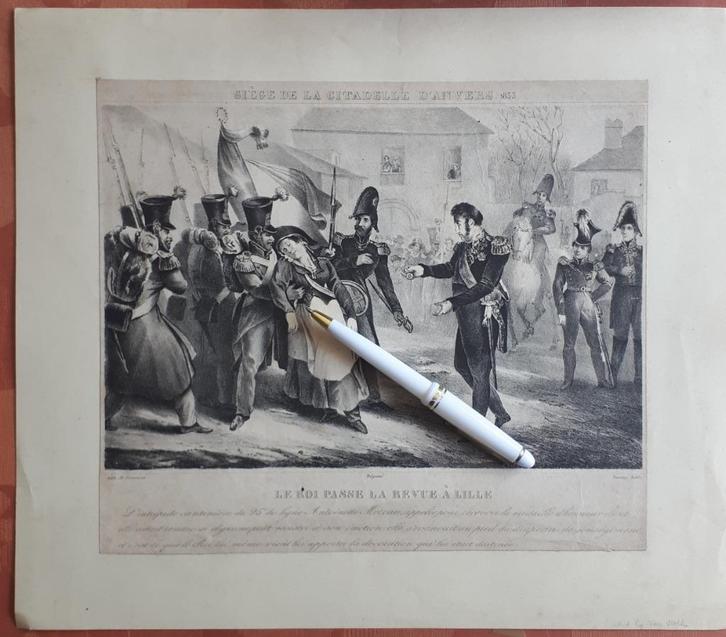 OUDE LITHO van Simonau:  Siège de la citadelle d'Anvers 1833, Antiek en Kunst, Kunst | Litho's en Zeefdrukken, Verzenden