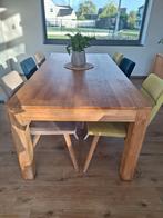 Teakhouten eettafel en stoelen, Huis en Inrichting, Tafels | Eettafels, Ophalen, Gebruikt
