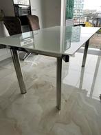 Glazen eettafel met uittrekfunctie, Huis en Inrichting, Tafels | Eettafels, Ophalen, Gebruikt