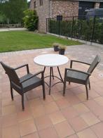 Terras set Tafel 80 cm + 2 stoelen in goede staat, Ophalen, Gebruikt, Aluminium, Tuinset