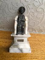 Bronzen Christus op albasten troon, Ophalen of Verzenden