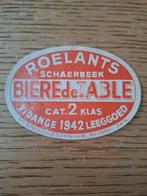 Oud bieretiket brouwerij Roelants Schaarbeek 1942, Ophalen of Verzenden