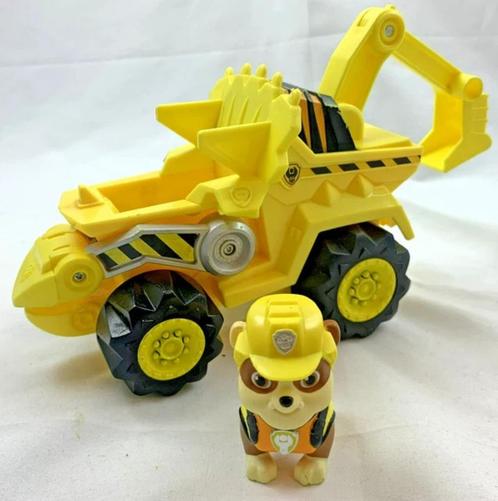 Paw Patrol Dino Rescue Deluxe Rev Up voertuig Rubble en auto, Kinderen en Baby's, Speelgoed | Actiefiguren, Zo goed als nieuw
