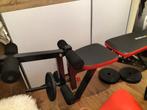 Banc musculation jambes + poids, Sports & Fitness, Comme neuf