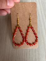 Mooie druppelvormige oorbellen rood - goud, Bijoux, Sacs & Beauté, Boucles d'oreilles, Or, Enlèvement ou Envoi