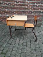 Oud vintage schoolbankje met vaste stoel, Ophalen, Gebruikt