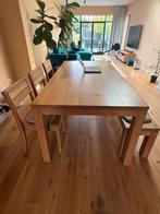 Woonkamer meubelen (tafel, stoelen, salontafel, tv meubel), Ophalen, Gebruikt, Eikenhout, Vijf personen of meer