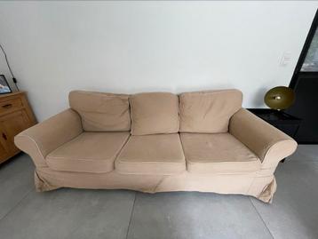 Canapé confortable tissu beige entièrement déhoussable état 