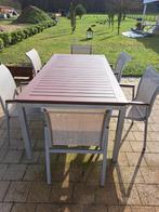 tuintafel design  en 6 tuinstoelen  Bristol  in goede staat, Tuin en Terras, Tuintafels, Ophalen, Gebruikt, Rechthoekig, Hout