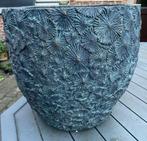2 bloempotten blauw/grijze kleur clayfibre, Comme neuf, 25 à 40 cm, Intérieur, Rond