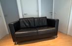 Zwart leren salon, Huis en Inrichting, Ophalen, Gebruikt, Leer, 75 tot 100 cm