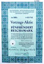 500RM Reichsw. Erzbergbau&Eisenhütten"Hermann Göring"1939, Verzamelen, Militaria | Tweede Wereldoorlog, Ophalen of Verzenden