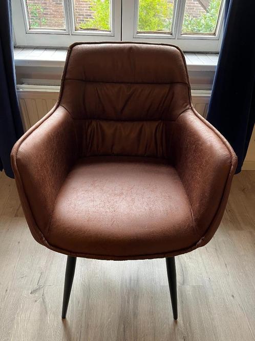 4x Nieuwe Stoelen - Cognac Kleur met Zwarte Poten set van 4, Huis en Inrichting, Stoelen, Nieuw, Vier, Kunststof, Leer, Bruin