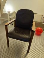 Vintage bureau stoel - donker bruin leer, Huis en Inrichting, Ophalen, Gebruikt, '80nde, Bruin