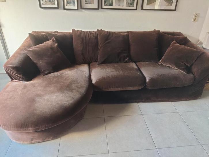driezits met longchair, Huis en Inrichting, Zetels | Zetels, Gebruikt, Driepersoons, 200 tot 250 cm, 75 tot 100 cm, Stof, Ophalen