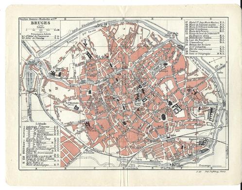 1910 - Brugge stadsplan, Antiek en Kunst, Kunst | Etsen en Gravures, Ophalen of Verzenden