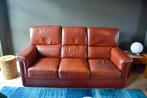 Salon en cuir brun (divan 3 places + fauteuil 1 place), 75 à 100 cm, Quatre personnes ou plus, 150 à 200 cm, Enlèvement