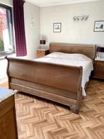 Sleigh bed in massief teakhout, Balinese ambacht 160 x 200, Ophalen, Bruin, Tweepersoons, Zo goed als nieuw