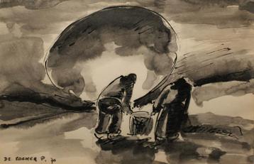 Paul De Cocker (1931-2020): Op het veld 1970 (54 x 44 cm), Enlèvement ou Envoi
