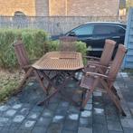 tuintafel hout met 4 passende stoelen, Tuin en Terras, Tuintafels, Ophalen, Gebruikt, Rechthoekig, Hout