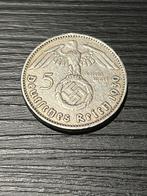 Zilveren Duitse 5 Reichsmark (1939) Derde Rijk, Postzegels en Munten, Munten | Europa | Euromunten, Duitsland, Zilver, Losse munt